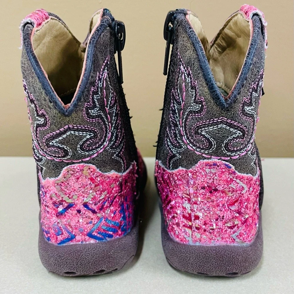 Roper Kids Cowboy Boots Girls 3 Infants Glitter Aztec Pink Southwest Western